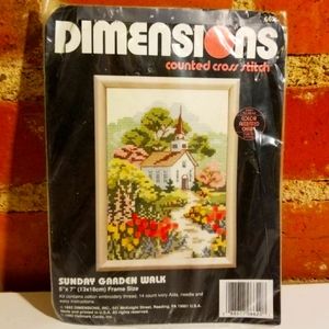 DIMENSIONS COUNTED CROSS STICTCH KIT VINTAGE 90'S SUNDAY GARDEN WALK ARTS CRAFTS